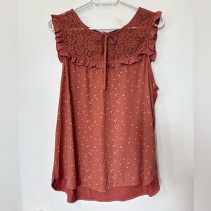 🎉4/30$🎉 RW&CO Rust Sleeveless Blouse - Size XL